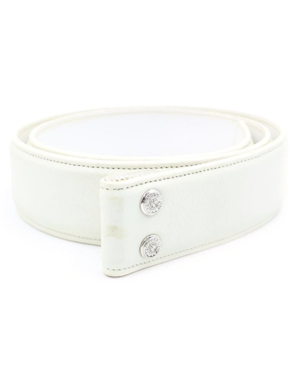 Chrome Hearts 1.5 Strap White Rhodium Horseshoe Rivets Leather Belt